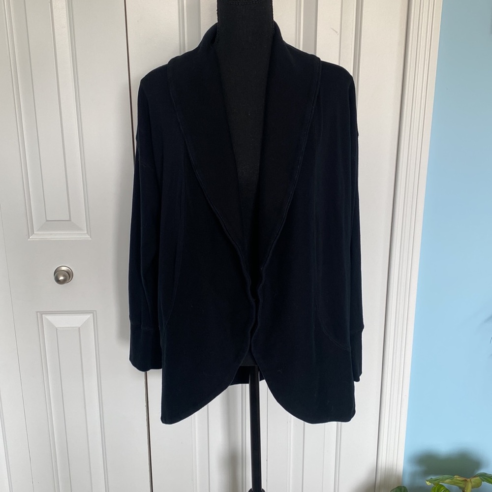 Lauren Active Ralph Lauren 100% Cotton Black Medium Long Sleeve Cardigan Sweater - Picture 2 of 6